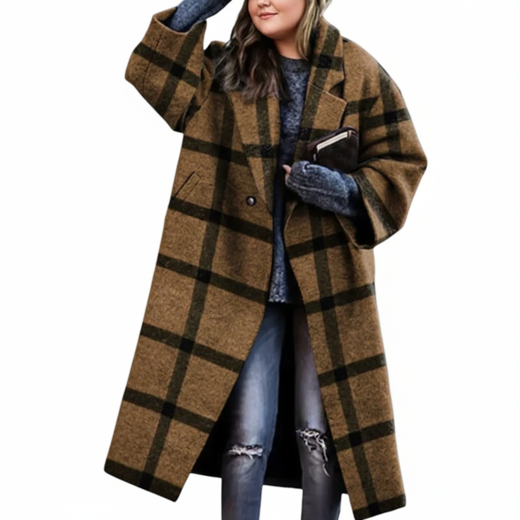 Donna - Cappotto lungo taglia forte - misto lana