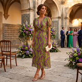 Sofia – Abito Max lungo a Maniche Corte con Motivo Floreale