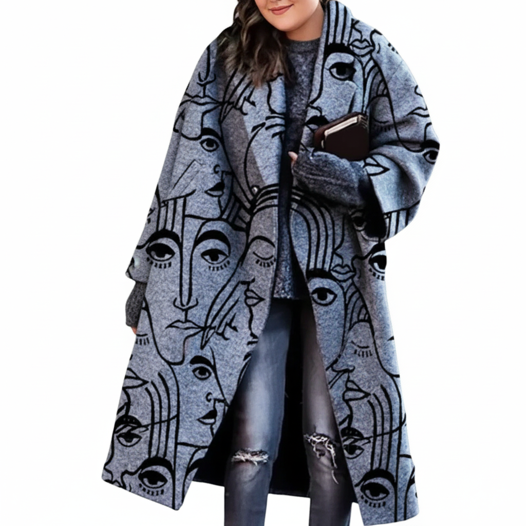 Donna - Cappotto lungo taglia forte - misto lana