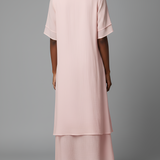Abito maxi da donna in misto cotone – Maniche corte e orlo irregolare