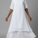 Abito maxi da donna in misto cotone – Maniche corte e orlo irregolare