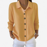 Cardigan da donna in maglia con colletto – Strato morbido con bottoni sul davanti per primavera e autunno