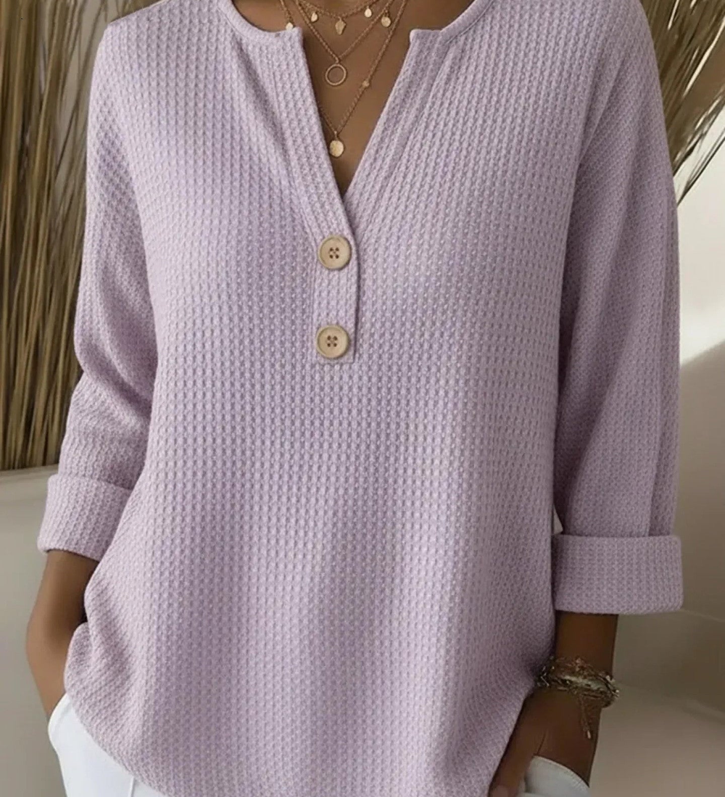 Benedetta™ | Top henley goffrato con bottoni