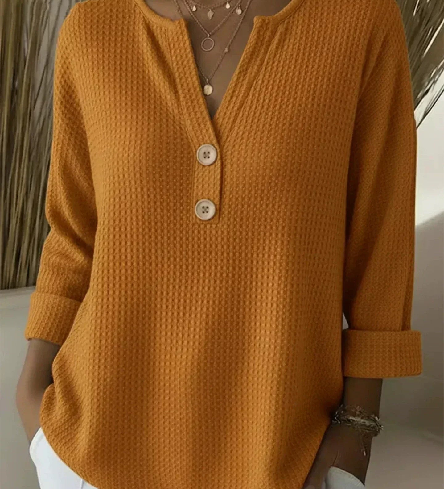 Benedetta™ | Top henley goffrato con bottoni