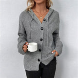Donna - Cardigan in maglia con cappuccio - Accogliente ed elegante