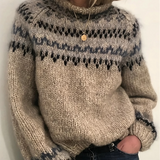 Maglione a Collo Alto per Donne – Lana Islandese, Grigio con Collo Alto per Outfit Casual Autunnali e Invernali