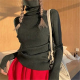Maglione a collo alto a coste da donna, morbido, elasticizzato, aderente