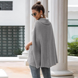 Poncho in maglia da donna a collo alto arrotolato – Capo morbido in stile mantella per le giornate più fresche