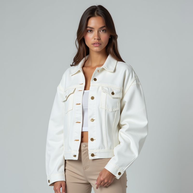 Giacca di jeans bianca da donna