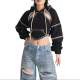 Felpa con cappuccio da donna | Dettagli cropped e cut-out