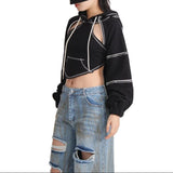 Felpa con cappuccio da donna | Dettagli cropped e cut-out