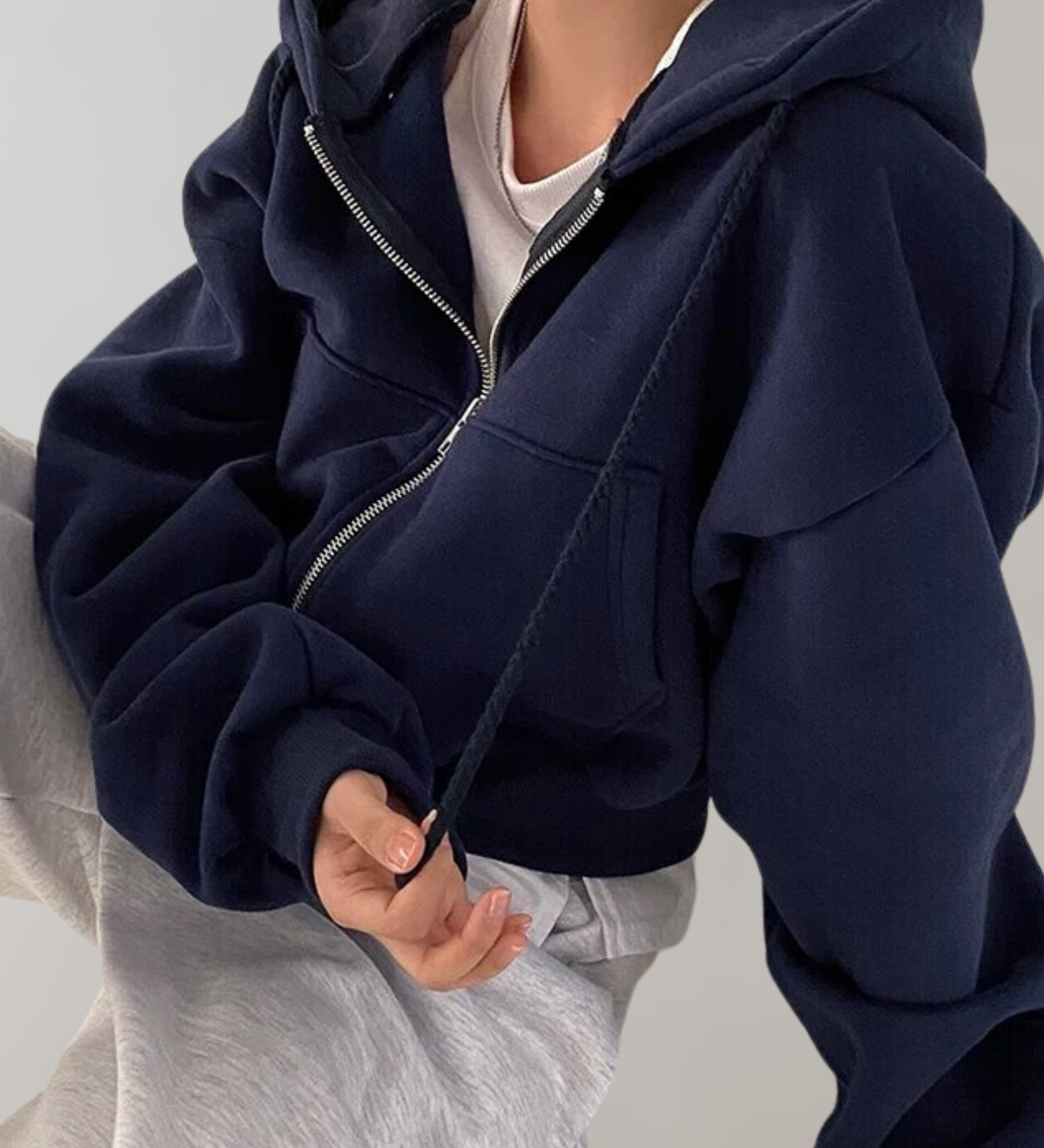 Felpa con cappuccio da donna | Cropped e cerniera a due vie