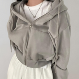 Felpa con cappuccio da donna | Cropped e cerniera a due vie
