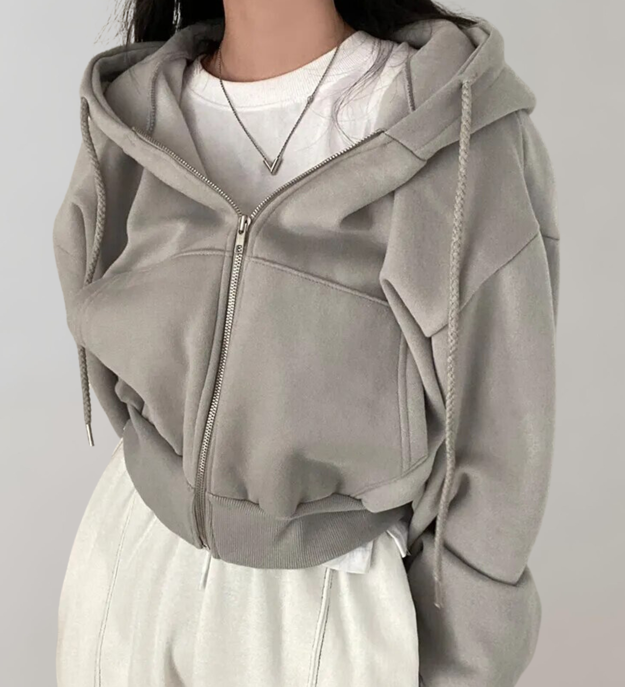 Felpa con cappuccio da donna | Cropped e cerniera a due vie