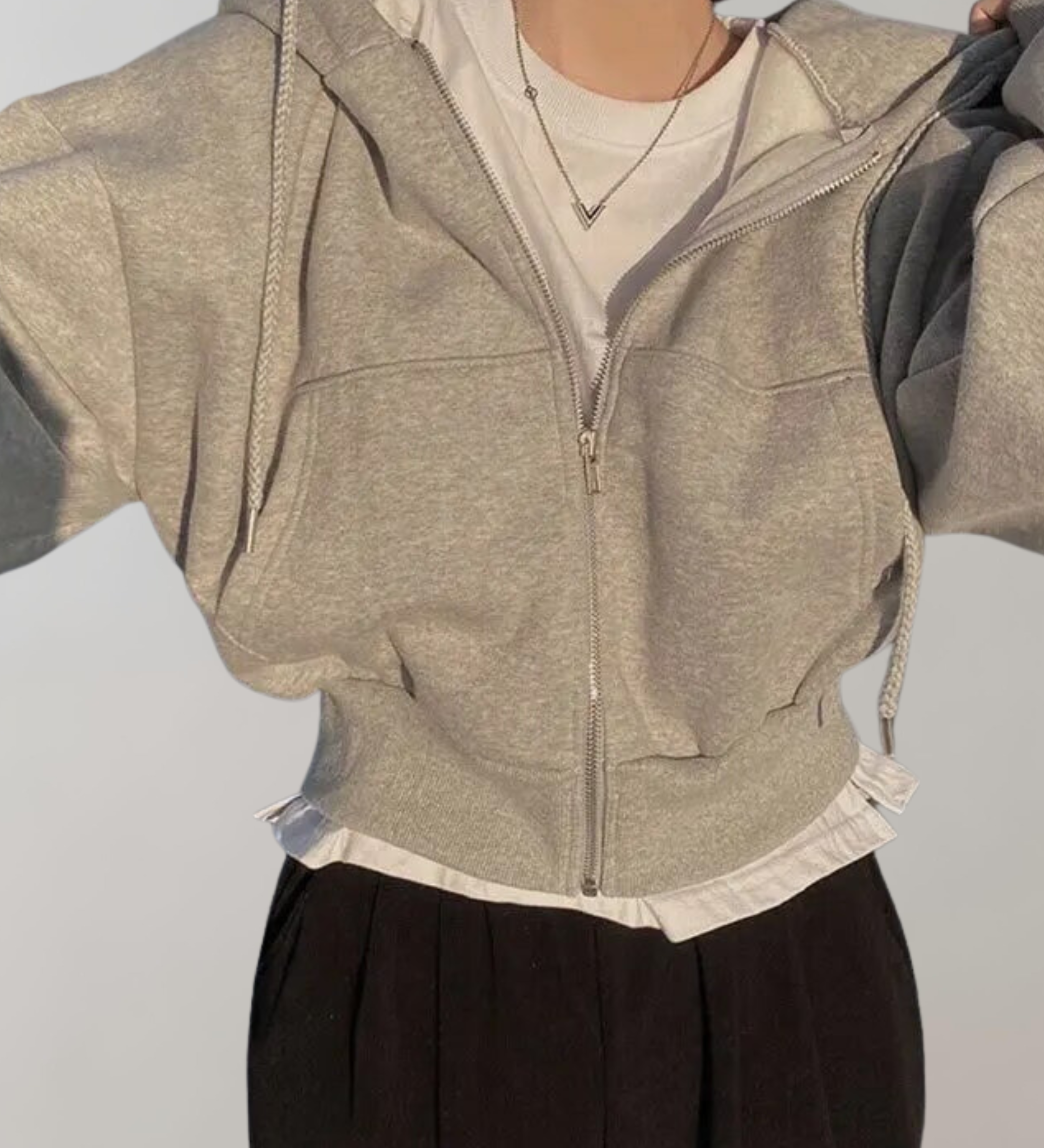 Felpa con cappuccio da donna | Cropped e cerniera a due vie