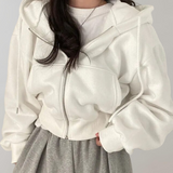 Felpa con cappuccio da donna | Cropped e cerniera a due vie