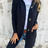 Felpa con cappuccio da donna | Modello lungo e abbottonatura a polo