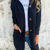 Felpa con cappuccio da donna | Modello lungo e abbottonatura a polo