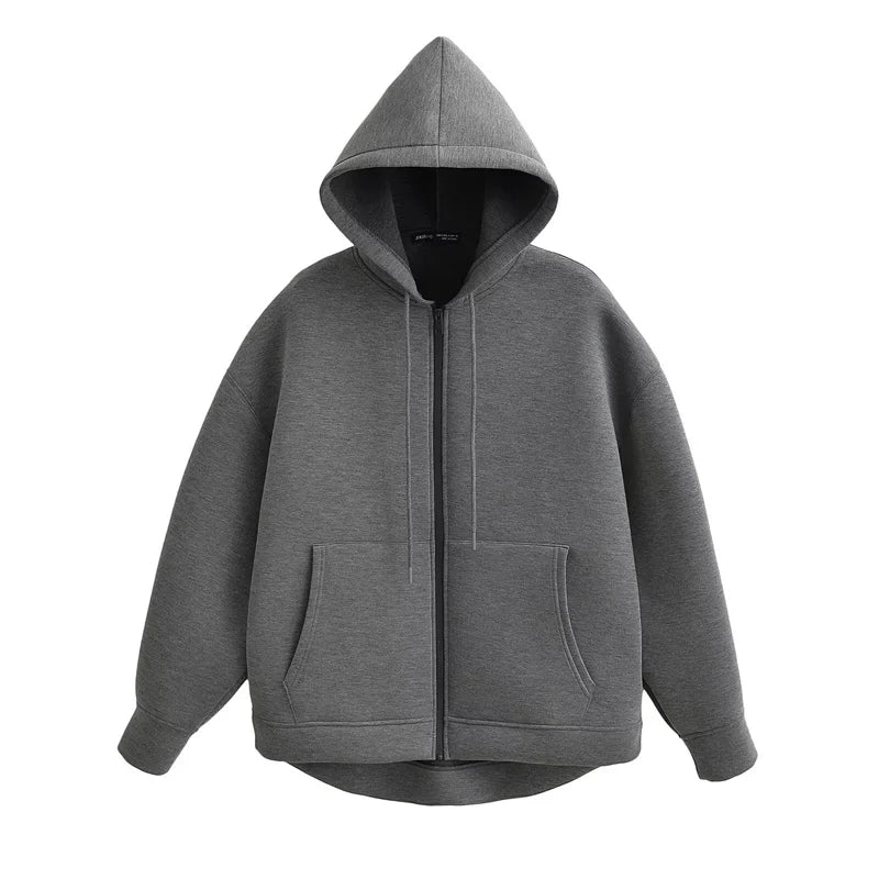 Felpa con cappuccio da donna | Taglio oversize e cerniera lampo