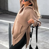 Felpa con cappuccio da donna | Taglio oversize e spacchi laterali