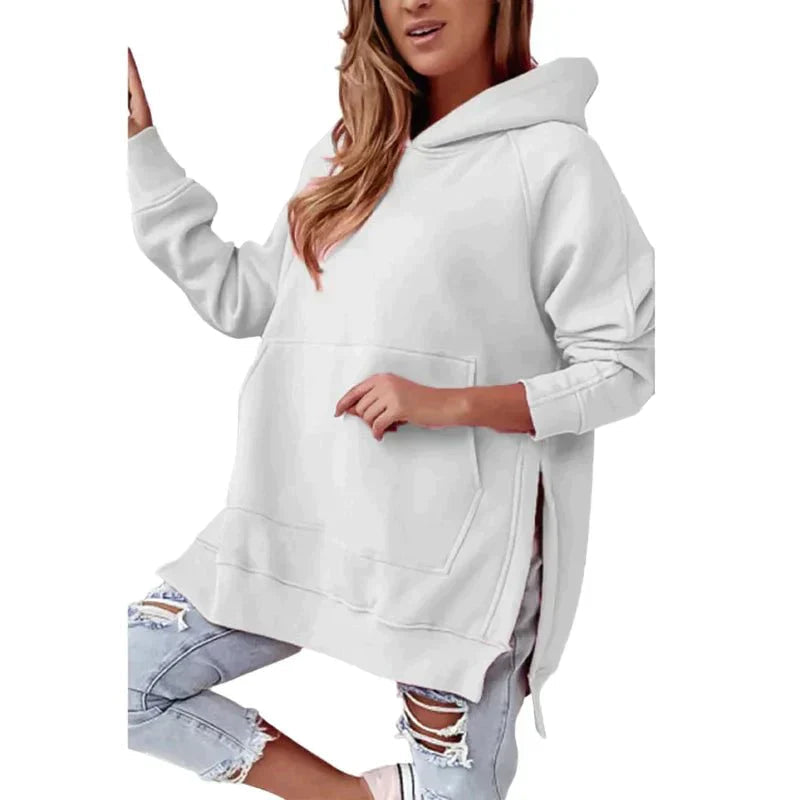 Felpa con cappuccio da donna | Taglio oversize e spacchi laterali