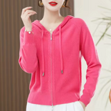 Felpa con cappuccio da donna | Cappuccio in maglia e cerniera a due vie