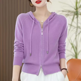 Felpa con cappuccio da donna | Cappuccio in maglia e cerniera a due vie