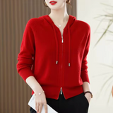 Felpa con cappuccio da donna | Cappuccio in maglia e cerniera a due vie