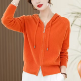 Felpa con cappuccio da donna | Cappuccio in maglia e cerniera a due vie