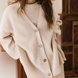 Donna - Accogliente cardigan oversize - Maglia a coste