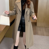 Trench lungo con revers sofisticato da donna - Cappotto caldo ed elegante