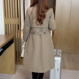 Trench lungo con revers sofisticato da donna - Cappotto caldo ed elegante