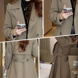 Trench lungo con revers sofisticato da donna - Cappotto caldo ed elegante