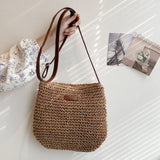 Borsa a Tracolla Estiva in Paglia Fatto a Mano Donna – Borsa Satchel Intrecciata Casual da Spiaggia