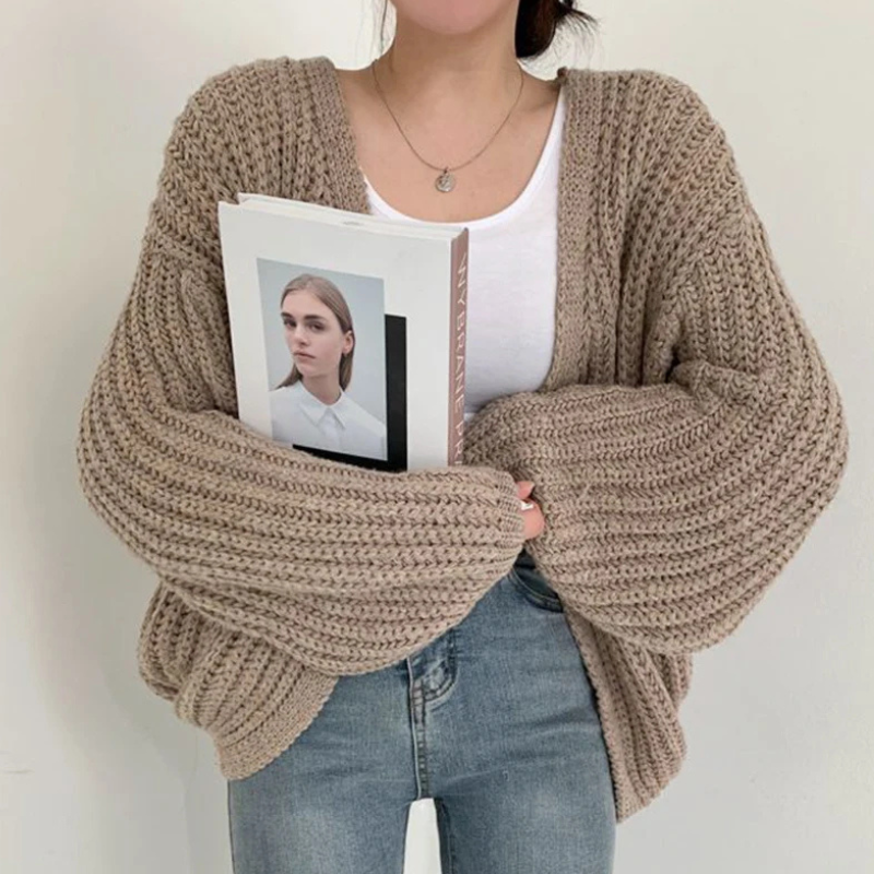 Donna - Cardigan vintage con maniche a lanterna