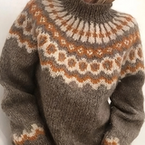 Maglione a Collo Alto per Donne – Lana Islandese, Grigio con Collo Alto per Outfit Casual Autunnali e Invernali