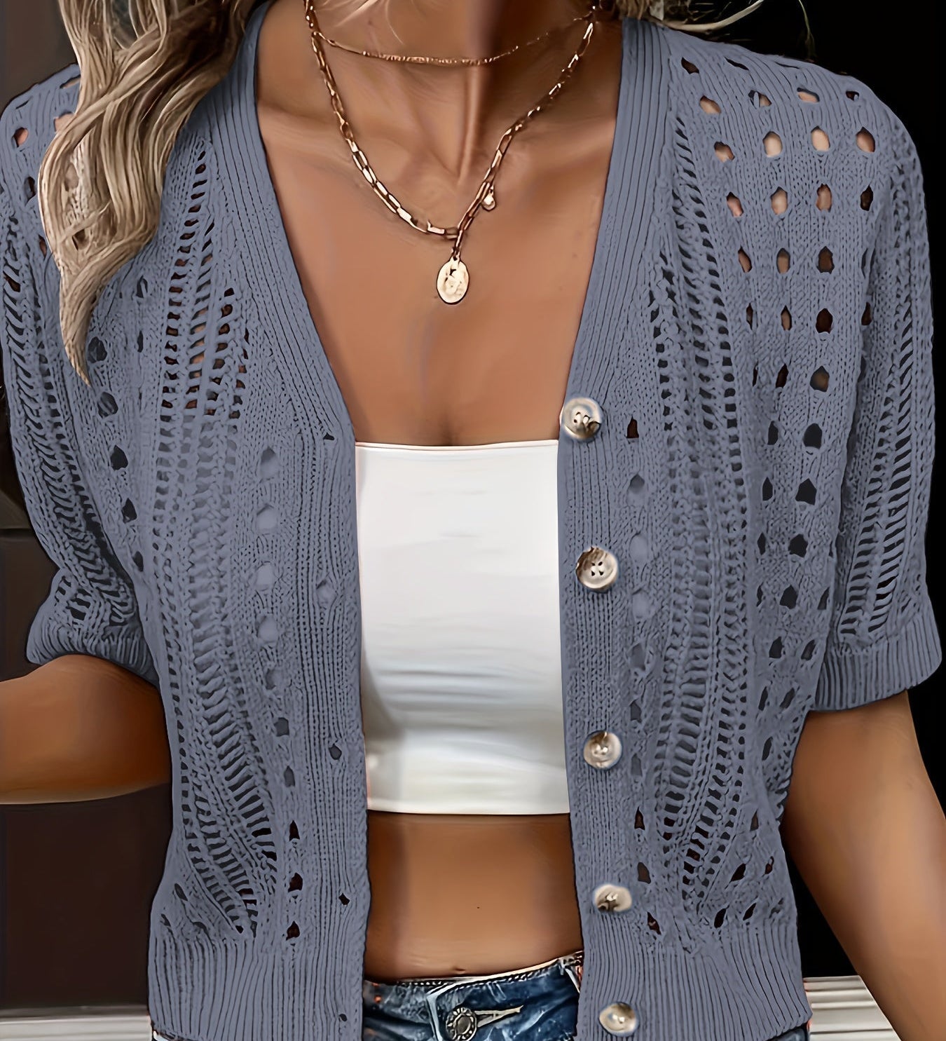 Cardigan Oversized da Donna – Con Design Openwork, Adatto per Primavera e Estate