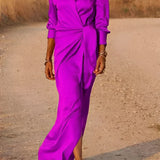 Abito maxi drappeggiato da donna con vita segnata – Elegante e femminile