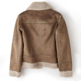 Giacca in Pelle con Fodera in Sherpa – Nera, Design Elegante per Donne in Autunno e Inverno