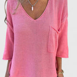 Maglia da donna morbida con scollo a V – strato leggero a maniche lunghe per primavera e autunno