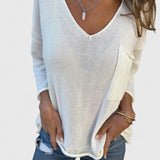 Maglia da donna morbida con scollo a V – strato leggero a maniche lunghe per primavera e autunno