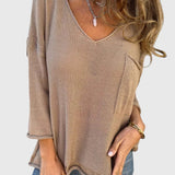 Maglia da donna morbida con scollo a V – strato leggero a maniche lunghe per primavera e autunno