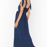 Abito Maxi Donna | Cintura a Fiocco, Spacco e Dettaglio Spalline