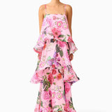 Abito Maxi Donna | Volant a Strati & Stampa Floreale Romantica