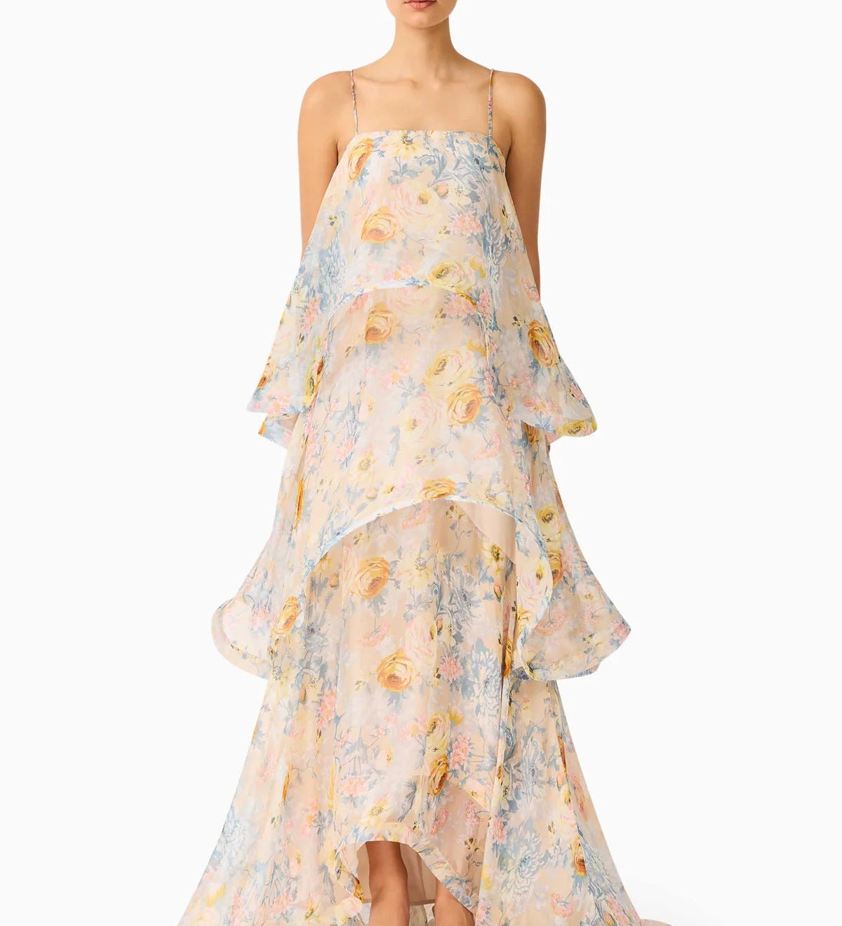 Abito Maxi Donna | Volant a Strati & Stampa Floreale Romantica