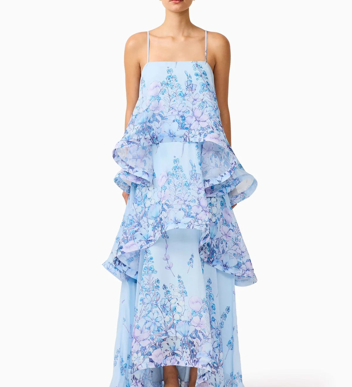 Abito Maxi Donna | Volant a Strati & Stampa Floreale Romantica