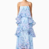 Abito Maxi Donna | Volant a Strati & Stampa Floreale Romantica