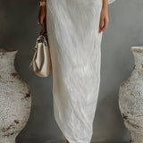 Abito lungo donna | Design monospalla con maniche a volume