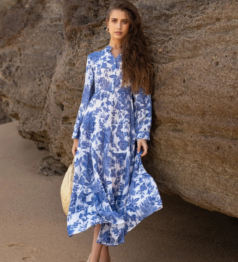 Abito lungo donna | Motivo floreale e stile boho romantico