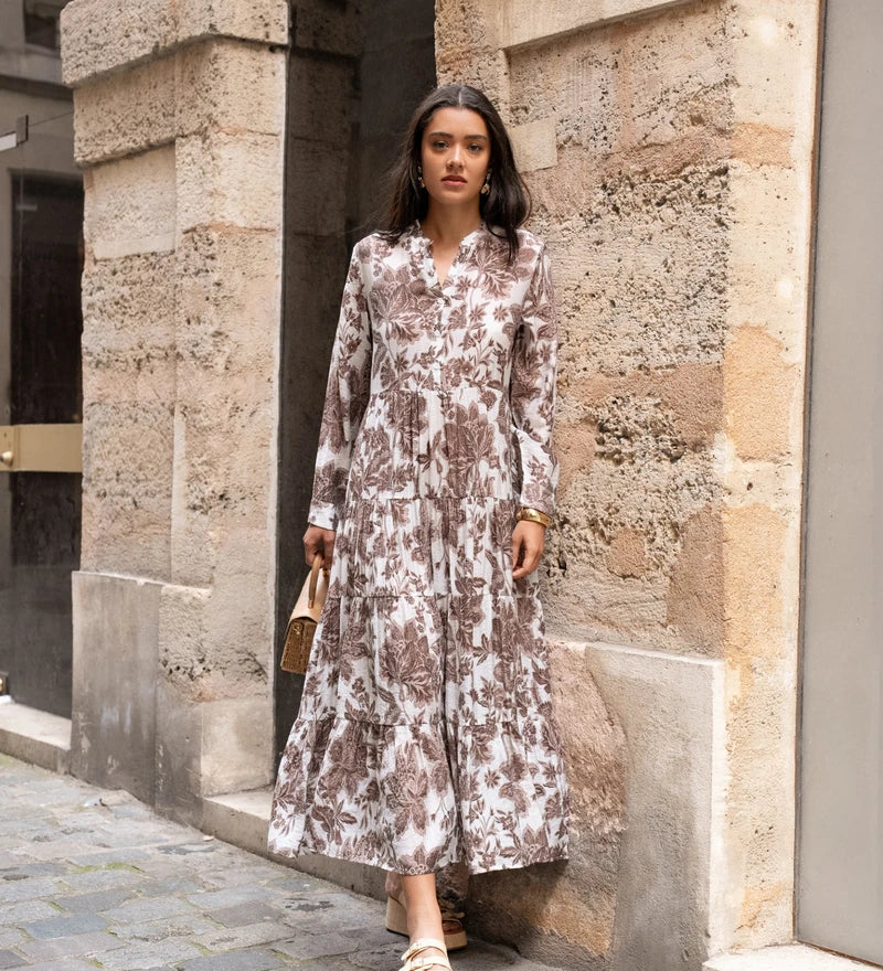 Abito lungo donna | Motivo floreale e stile boho romantico